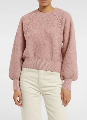 KNOX ROSE Boucle Knit Soft Textured Raglan Sweatshirt Sweater Mauve Pink Size M thumbnail 1