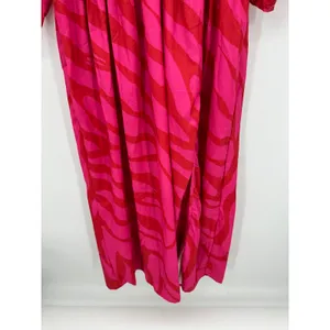 Womens Red Pink‎ Printed Maxi Dress Size S Resort Side Slit Half Sleeve Boho thumbnail 3