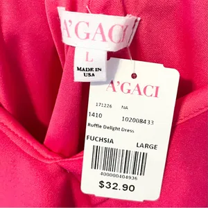 A’GACI Fuchsia Pink Ruffle Delight Dress Large NWT thumbnail 7