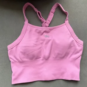 Alo Yoga Seamless Ribbed Favorite Bra Tank Candy Heart Pink M thumbnail 2