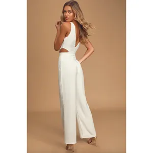 NEW Lulus Moments to Remember White Sleeveless Wide Leg Cutout Jumpsuit Small thumbnail 3