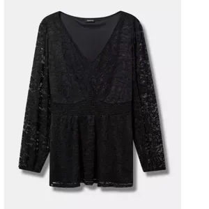 Torrid Black Stretch Lace Smocked Long Sleeve Babydoll Top Size 3X Goth Casual‎ thumbnail 5