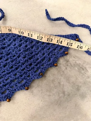 Handmade Crochet Wood Beaded Kerchief Head Scarf Cotton Boho Bandana Cottagecore thumbnail 5