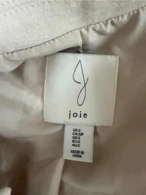 NWT Joie lightweight, open cream blazer subtle crinkle-texture notched lapel SM thumbnail 8