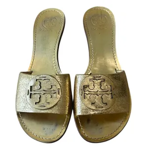 Tory Burch Aerin Metallic Gold Kitten Heel Slides 8.5‎ thumbnail 3