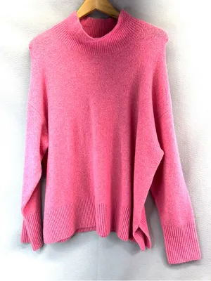 J. Crew Factory XL Bubblegum Pink Mock Neck Extra Soft Knit Sweater thumbnail 1