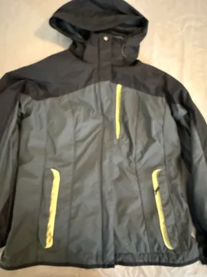 Columbia Interchange Hooded Jacket Womens Medium Black Grey‎ Neon Yellow Shell thumbnail 1