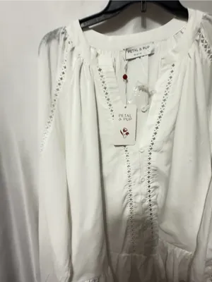 Petal & Pup Hart Long Sleeve Cotton & Linen Minidress White size Large NWT thumbnail 9