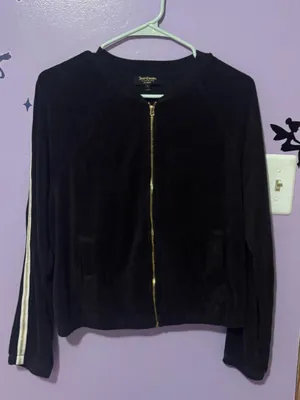 Juicy Couture (Black Label)Black Zip-Front Jacket with Stripe Detail thumbnail 1