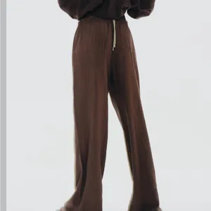Zara NWT textured weave tan brown wide leg pants thumbnail 3