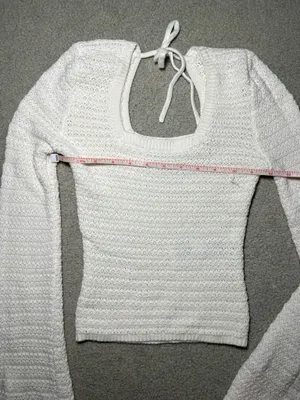 Hollister White Long Sleeve Crochet Top Size XS thumbnail 7