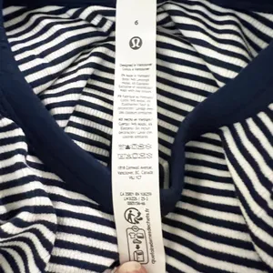 Lululemon Women's Hold Tight Long-Sleeve Shirt Minute Stripe White Club Blue 6 thumbnail 2