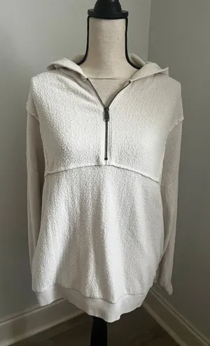 Urban Outfitters Quarter Zip Hoodie Small Cream Coastal Chic Oversized Soft Cozy thumbnail 1