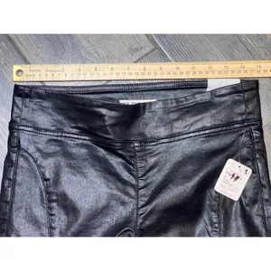 NWT Free People Double Dutch Slit‎ Skinny Pants Faux Leather Coated Black Size S thumbnail 8