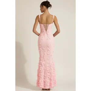 Oh Polly Vasanta Embellished Fishtail Corset Gown Maxi Dress in Pink size 2 thumbnail 4