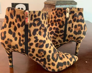 New York & Company Leopard Booties Black Size 8 thumbnail 1