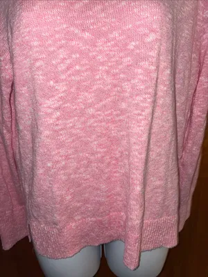 J. Crew Pink & White Heathered Sweater Size Small thumbnail 3