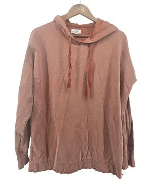 Aerie Hoodie Womens M Oversized Terracotta Orange Raw Hem EUC thumbnail 1