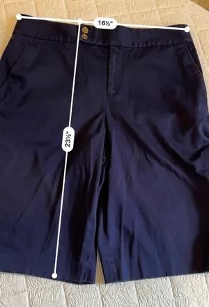 Lauren Ralph Lauren Tailored Navy Bermuda Shorts - Double Button Chino Size 10 thumbnail 3
