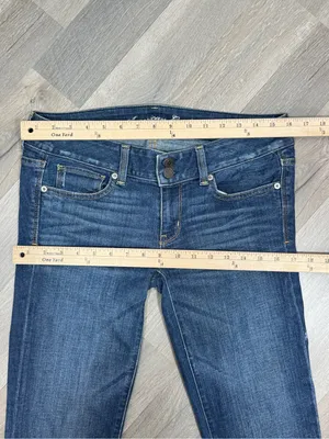 American Eagle Artist Low Rise Crop Stretch Jeans‎ Blue 6 Retro Capri Y2K thumbnail 9
