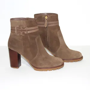 Tory Burch Leigh Lug Sole Booties In River Rock/ River Rock Size 8 thumbnail 2