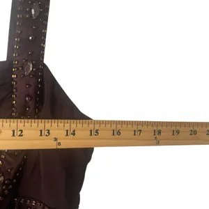 Jones New York Dress Y2k Size 10 Brown Chiffon 100%‎ Silk Beaded Midi Dress thumbnail 9