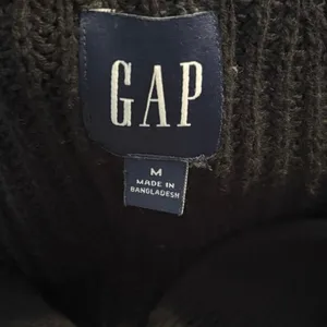 Gap Size M Cardigan Sweater 100% Cotton Chunky Ribbed Knit Black Button Front thumbnail 3