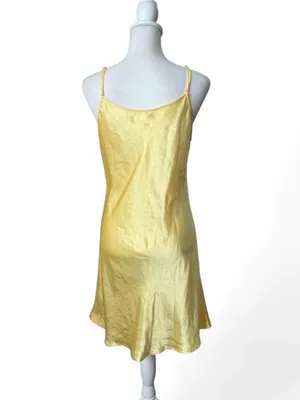 Yellow Satin Slip Dress Size M thumbnail 4