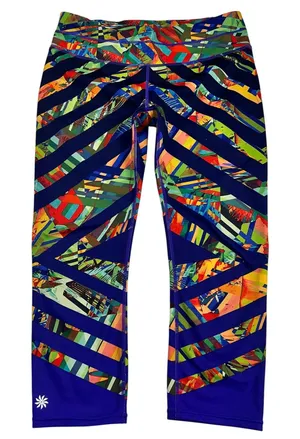 Athleta Kaleidoscope Sonar Capri Compression Leggings Colorful Abstract Size M thumbnail 1