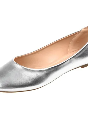Journee Collection Insole Slip-On Round Toe Ballet Dress Flats Silver Gray 7.5W thumbnail 9