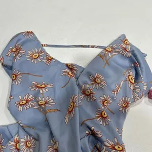 Urban Outfitters Daisy Slip Dress XS – Blue Floral Ruffle Hem Mini Dress Y2K Sof thumbnail 6