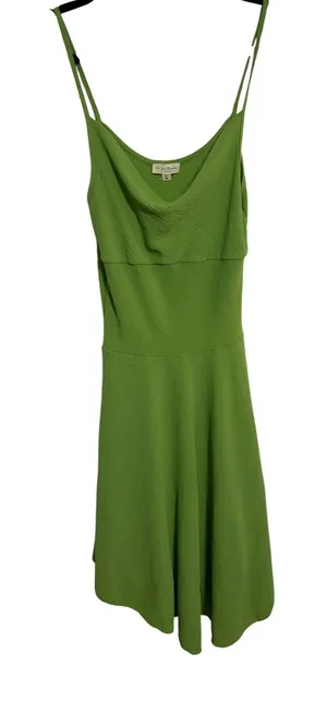 See You Monday Midi Dress Cowl Neck Lime‎ Green Textured Spaghetti Strap XL thumbnail 1