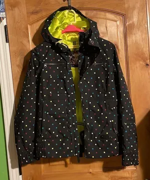 Burton Lush Black Multi Squares Snowboard Ski Jacket $249.95 EUC Wmn’s S thumbnail 5
