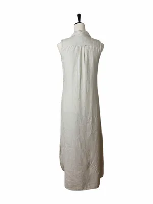 Malvin Beige Linen Midi Dress Women’s Size S Sleeveless Collared Neutral Coastal thumbnail 5