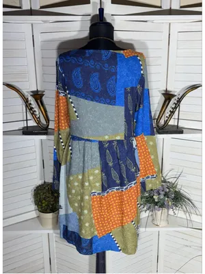 Vintage 90s boho dress patchwork hippie langenlook paisley floral 70s cottage M thumbnail 2