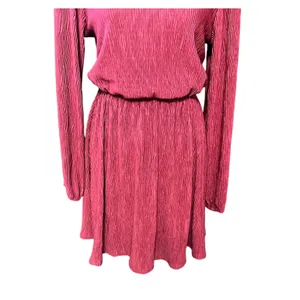 Floret Studios Women's Red Pleated Long Sleeve Mini Dress M NWOT thumbnail 4