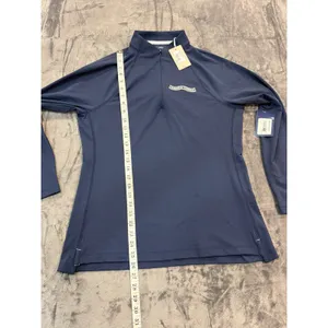 NWT Peter Millar Quarter Zip Pullover Womens Navy American Express UPF 50+ Large thumbnail 6