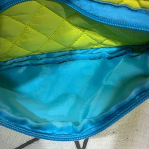 Tula Cosmetic Bag Small Yellow Quilted Double Zip Makeup Pouch‎ thumbnail 5