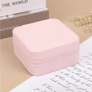 1pc Mini Jewelry Box, Portable Jewelry Storage‎ Box, PU Leather Small Organizer thumbnail 7
