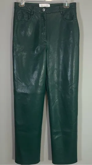 Aritzia Wilfred The Melina Faux Leather Pants in Aventurine Green Women's Size 6 thumbnail 1