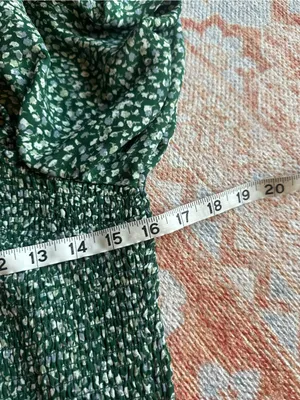 Abercrombie and fitch puff sleeve green floral peasant blouse size large thumbnail 5