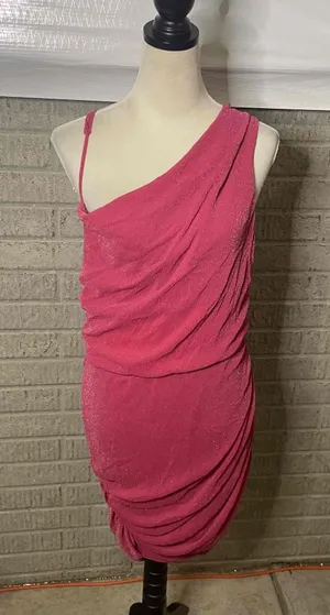 Amazon Sparkly Pink Cinched One Shoulder‎ Dress Size XL thumbnail 1