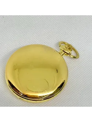 Joy & iman gold tone pocket watch black dial quartz analog 46mm running thumbnail 4