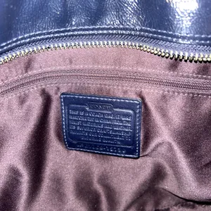 Coach Carryall Madison Handbag Navy Patent Leather Silver Logo thumbnail 6