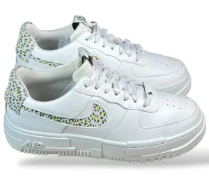 Nike Air Force 1 Pixel Leopard White Womens Sneakers DH9632-101 Size 8 thumbnail 1