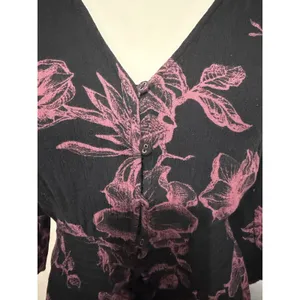 Whimsical‎ American Rag Midi Dress S Black Pink Floral Smocked Waist High-Low thumbnail 15