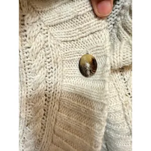 Aeropostale Womens XL Tan Cable Knit Shawl Collar Cardigan Sweater‎ thumbnail 5
