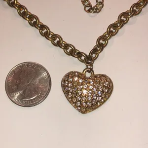 Guess Gold Tone CZ Heart Pendant Boho Chain Necklace thumbnail 6