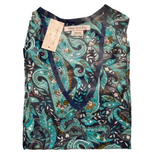 Vera Bradley Blue Daisy Paisley Kelsey Bell Sleeves Flutter Top, M SRP: $60 thumbnail 10