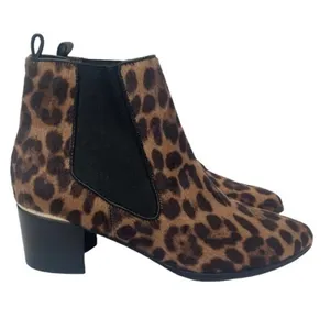 Nine West Leopard Animal Print Faux Fur Ankle Boots Block Heel Slip On Size 7.5 thumbnail 4